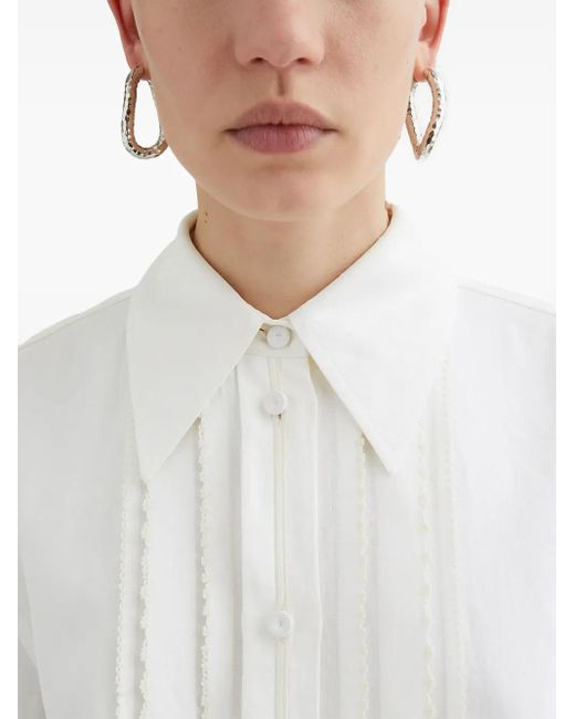 Jil Sander White Pleated Long Sleeves Shirt
