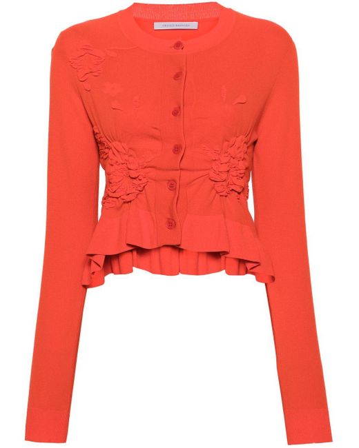 CECILIE BAHNSEN Red Vira Cropped-Cardigan