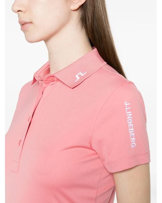 J.Lindeberg Pink Tour Tech Button Polo Top