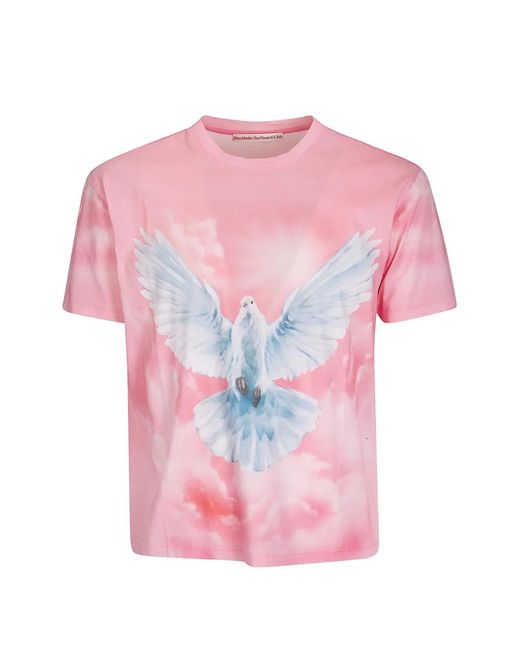 Stockholm Surfboard Club Pink Franz Dove-Print T-Shirt for men