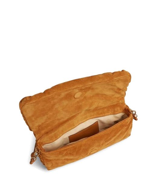 Cult Gaia Brown Amalia Suede Clutch Bag