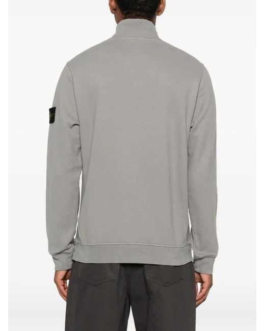 Stone Island Gray Brushed-Finish Fleece Sweatshirt for men