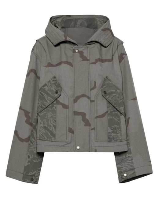MARINE SERRE Gray Regenerated Jacke mit Camouflage-Print