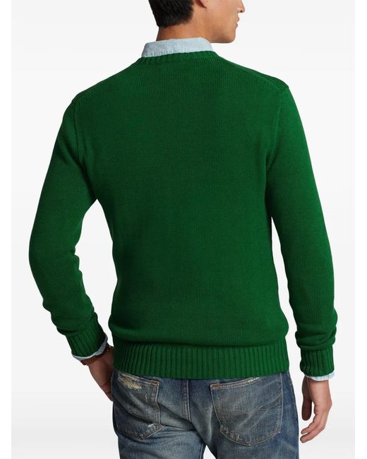 Polo Ralph Lauren Green Crewneck Logo-Embroidery Sweater for men