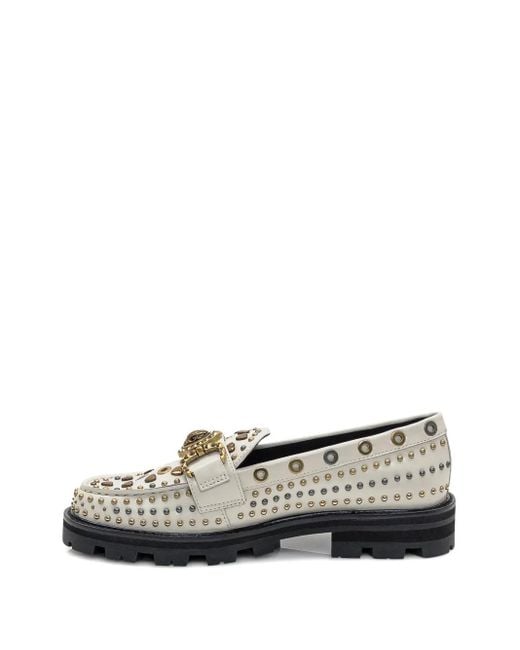 Kurt Geiger Gray Mansion Stud-Embellished Loafers