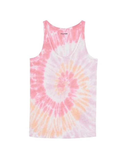 Kujten Pink Soft Sunny Tie-Dye Scoop-Neck Tank Top
