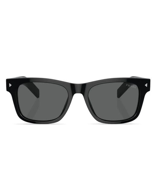 Prada Black Logo-Engraved Square-Frame Sunglasses for men