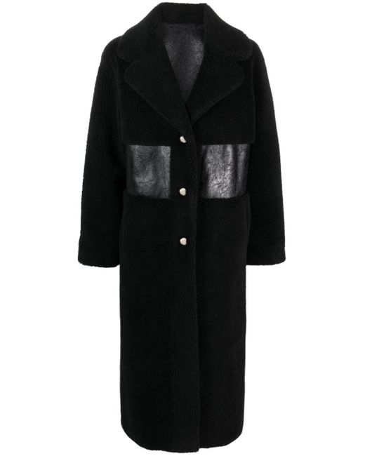 Liu Jo Black Reversible Fleece Midi Coat