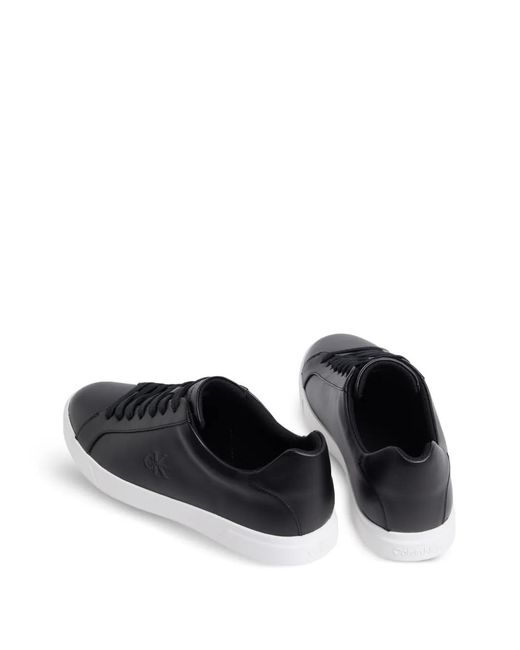 Calvin Klein Black Logo-Embossed Lace-Up Sneakers for men