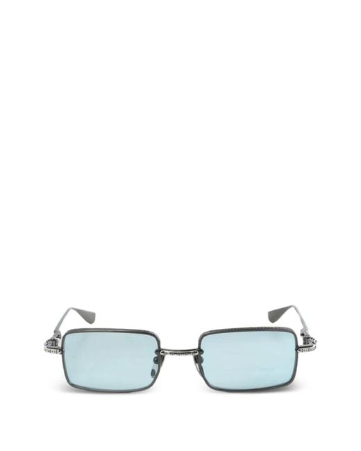 Chrome Hearts White Rectangle-Frame Sunglasses
