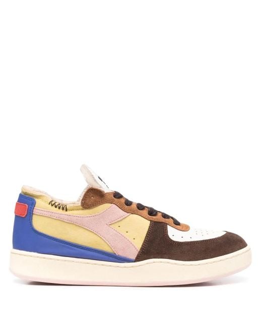 Diadora Yellow Colour-Block Lace-Up Sneakers for men