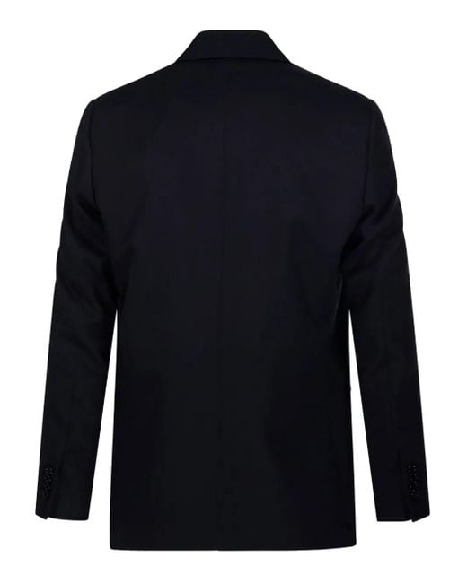 Lardini Blue Double-Breasted Flower-Embellished Blazer for men