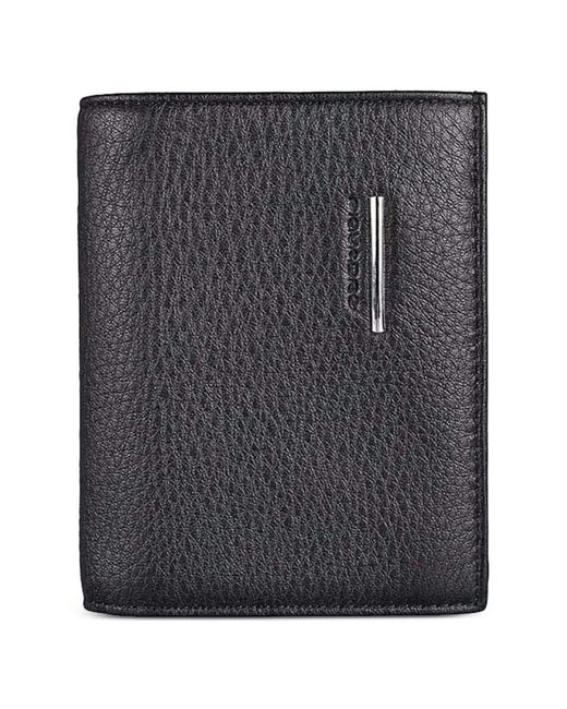 Piquadro Black Grained Leather Passport Holder for men
