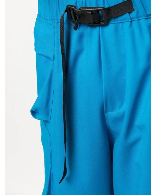 Bonsai Blue Virgin Wool Cargo Shorts for men