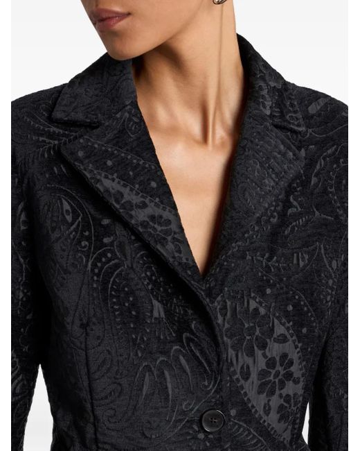 Etro Black Single-Breasted Floral Paisley Blazer