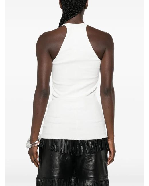 MATIERES FECALES White Ribbed Tank Top