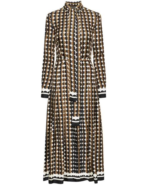 Oscar de la Renta White Geometric Pattern Shirt Dress