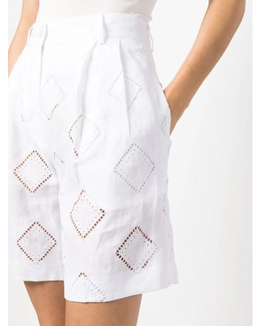 Kiton White Perforated-Detailed Shorts