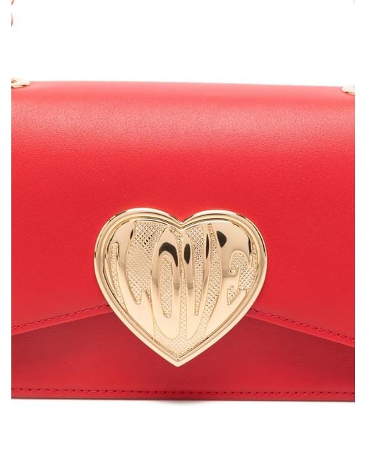 Love Moschino Red Heart Chain Shoulder Bag