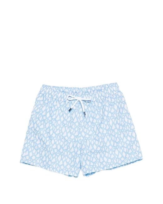 Fedeli Blue Print Swim Shorts for men