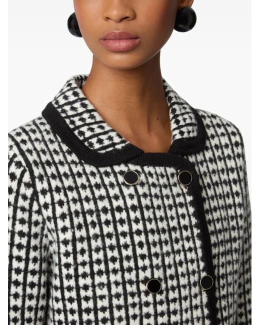 Nina Ricci Black Tweed-Effect Double-Breasted Jacket