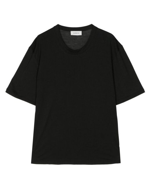 Laneus Black Short-sleeve Cotton T-shirt for men