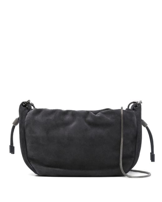 Brunello Cucinelli Black Drawstring Chain-Strap Cross Body Bag
