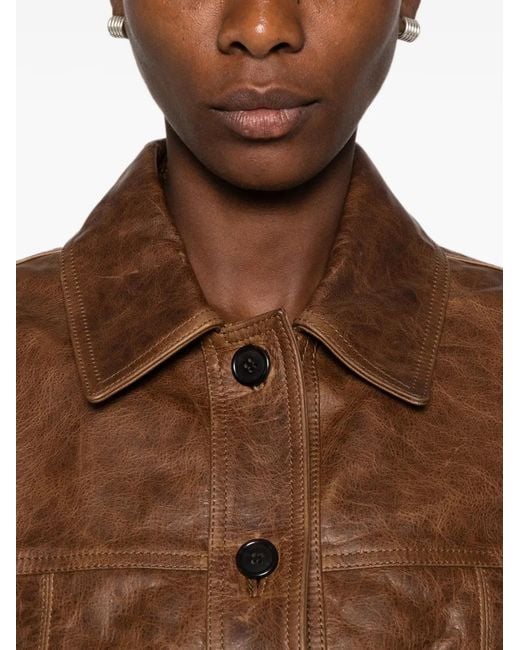 Nili Lotan Brown Susannah Leather Flap-Pocket Jacket