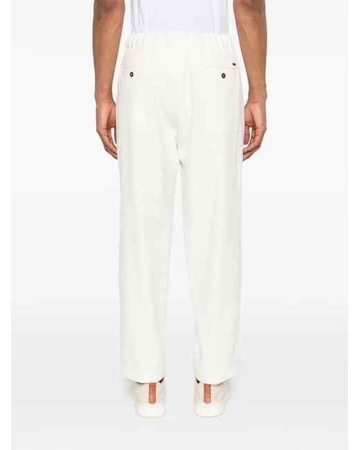 Herno White Pleated Trousers for men