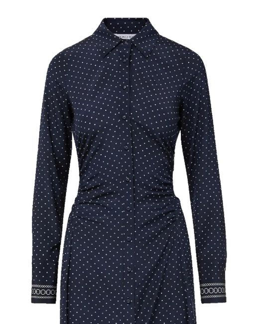 Veronica Beard Blue Polka-Dot Print Cinched-Waist Midi Dress
