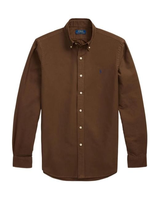 Polo Ralph Lauren Brown Garment-Dyed Oxford Shirt for men