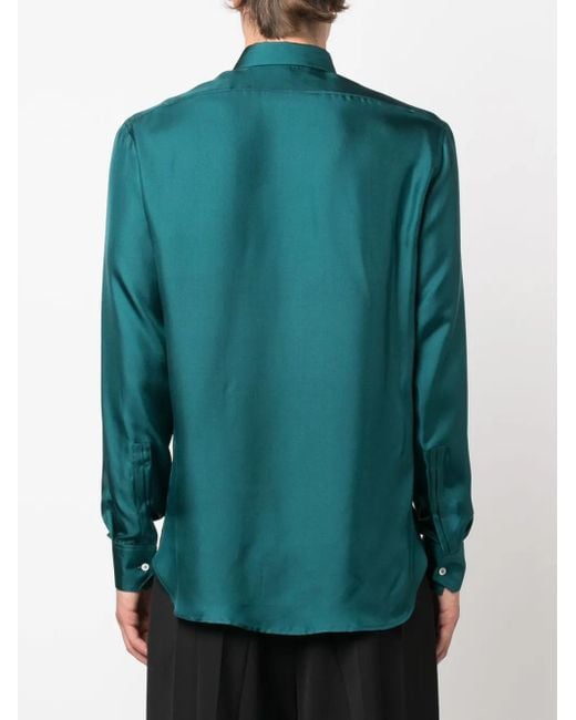 MODES GARMENTS Green Buttoned Silk Shirt