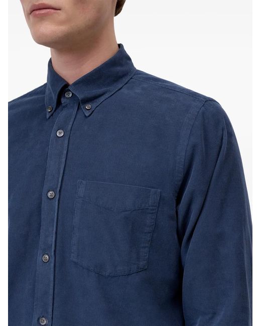 Closed Blue Button-Down Corduroy Shirt for men