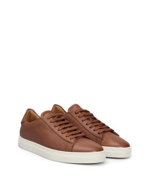 Tombolini Brown Perforated Boat Shoes for men