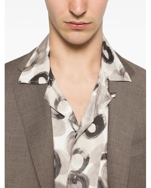 Tagliatore White Circle-Print Shirt for men