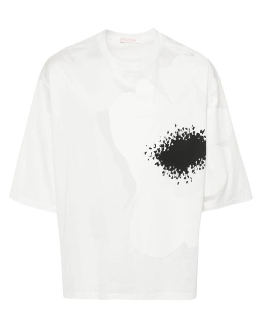 Valentino Garavani White Floral-stamp Cotton T-shirt