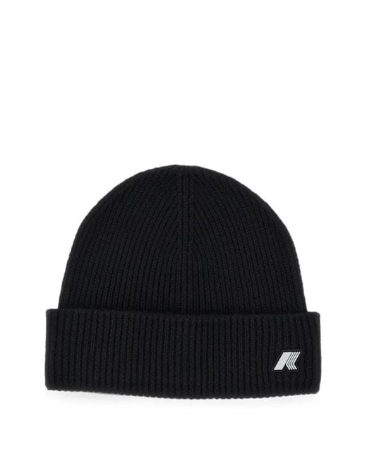 K-Way Black Brice Ribbed-Knit Beanie Hat for men