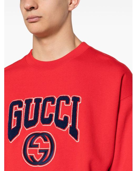 Sweat en coton à logo Interlocking G Gucci pour homme en coloris Red