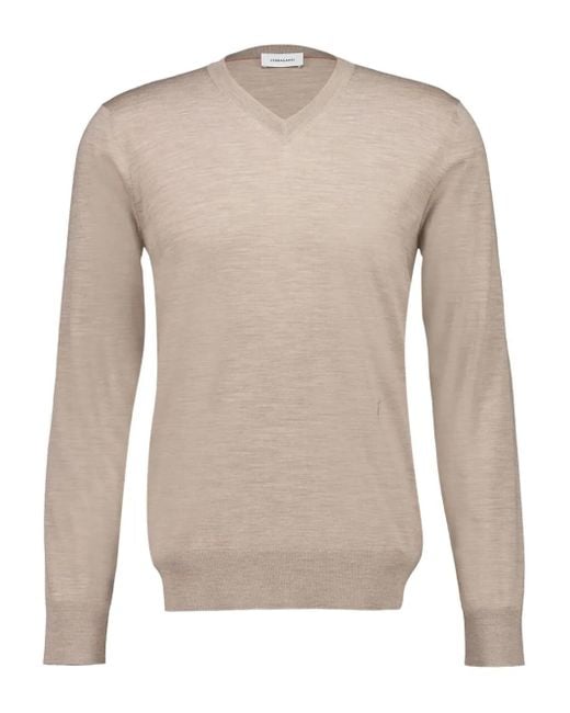 Ferragamo Natural V-Neck Wool Sweater for men