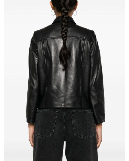 Zadig & Voltaire Black Litchi Leather Jacket