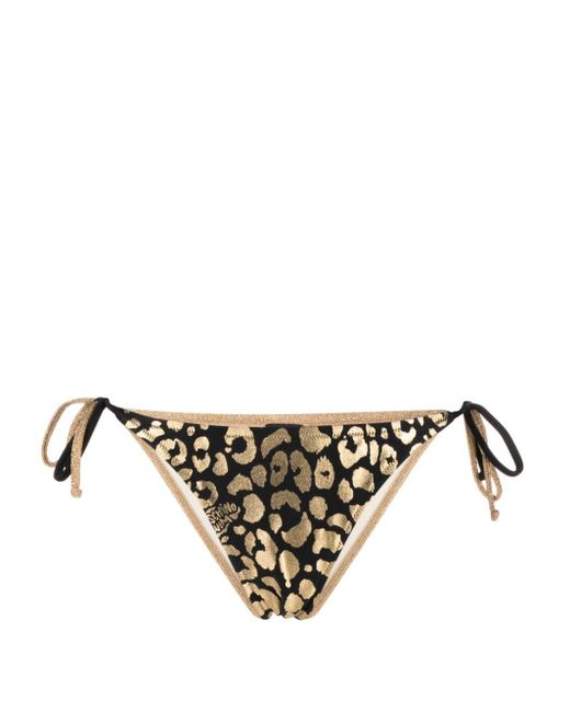 Moschino Metallic Leopard-print Bikini Bottoms
