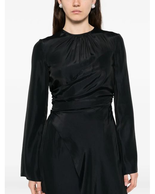 Moschino Black Robe Longue À Ourlet Asymétrique Et Détail En Dentelle