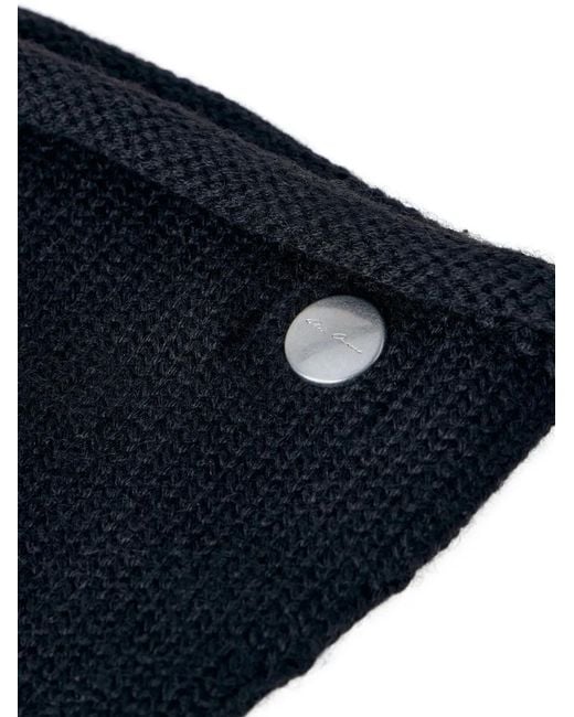 Rick Owens Blue Wool Long Gloves for men