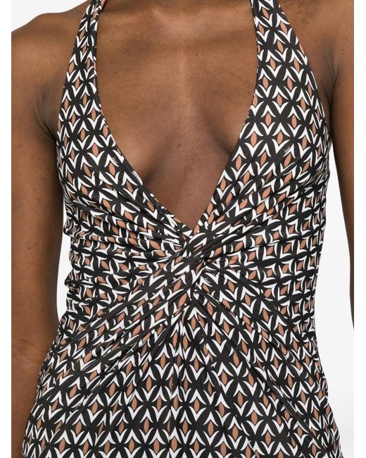 IU RITA MENNOIA White Halter Patterned Dress
