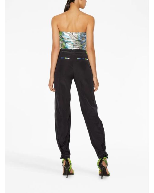 Emilio Pucci Black Large Patch-Pocket Straight-Leg Trousers
