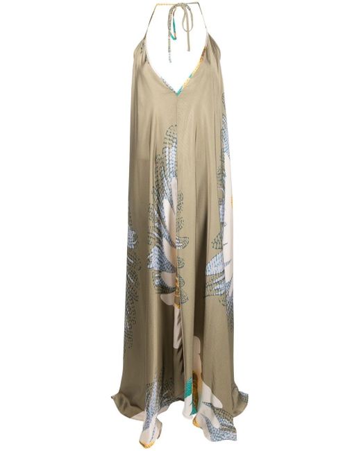 Closed Natural Neckholder-Kleid mit abstraktem Print