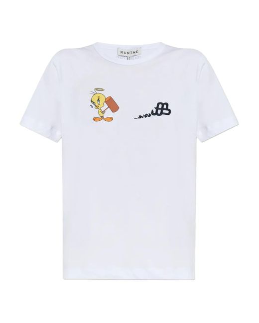 Munthe White X Looney Tunes Tweety Bird-Print T-Shirt
