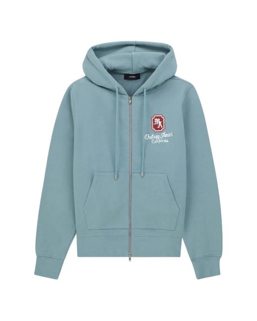 Amiri Blue Logo Zip-Up Hoodie for men