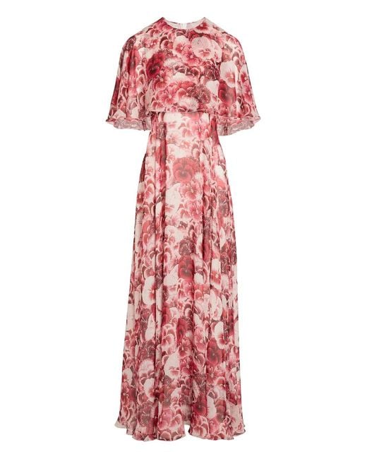 Giambattista Valli Red Floral Maxi Dress