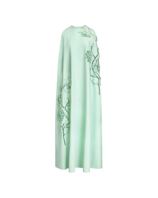 Oscar de la Renta Green Flower-Cutouts Caftan Dress
